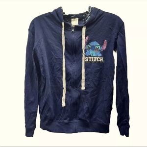Women’s Small Disney Lilo & Stitch Blue Reversible Hoodie Stitch in Glasses